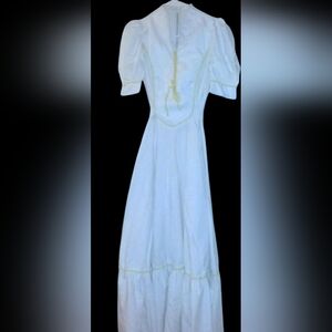 White Renaissance Homemade dress Yellow cording Probably a Size 9